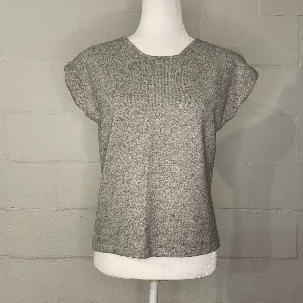 Women's Heather Short-Sleeve Relaxed Cashmere Knit Tee - Gray